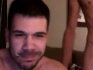 Bi-Curious guy smiling for the camera with his face full of cum